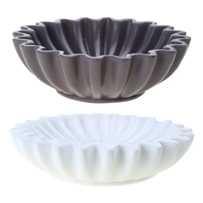 Delicate Fluted Ruffle Decorative Bowl Stylish Scalloped Bowl Resin Home Decor Drop Shipping