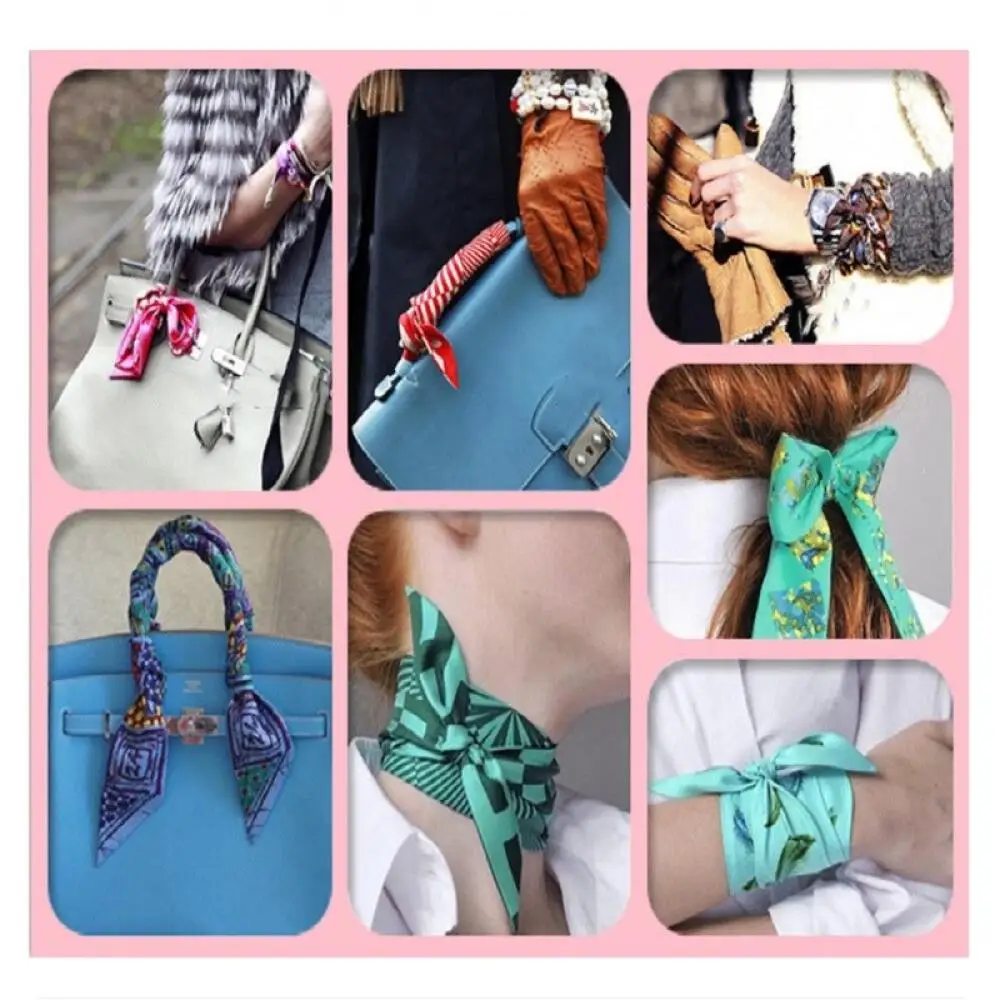 Elegant Korean Style Silk Scarf, Soft Hair Scarf Design, For Women Daily Wear, Multifunctional Fashion Accessory & Gift