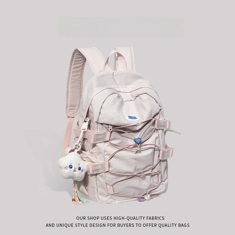 

Новинка 0609, розовая MOB для девочек, студентов колледжа, высокоэстетичная сумка с двойным плечом, нейлоновая водонепроницаемая сумка