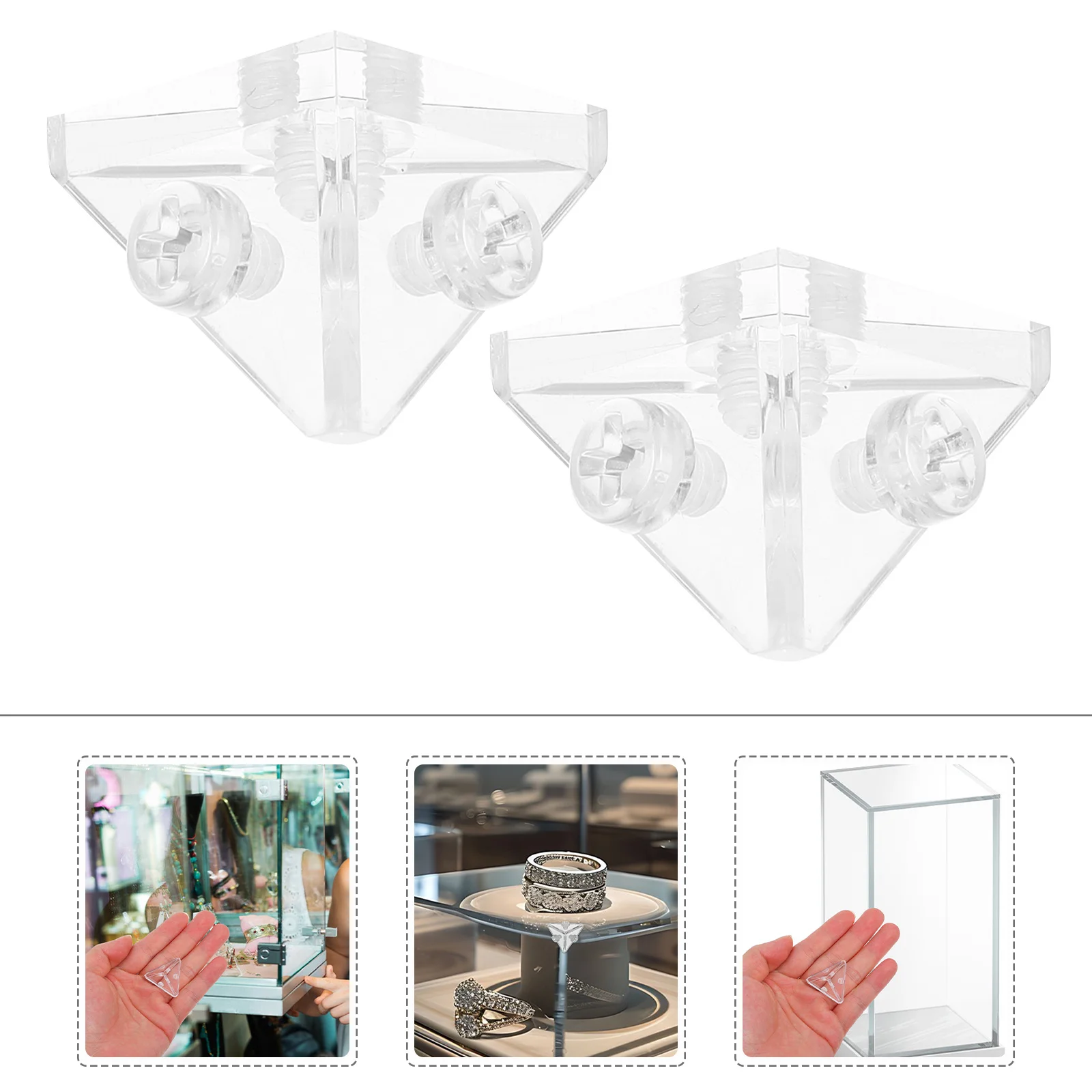 

10Pcs Acrylic Corner Braces Clear Angle Brackets for Small Shelf Jewelry Box Fixing Brackets Screws Included Shelf Bracket