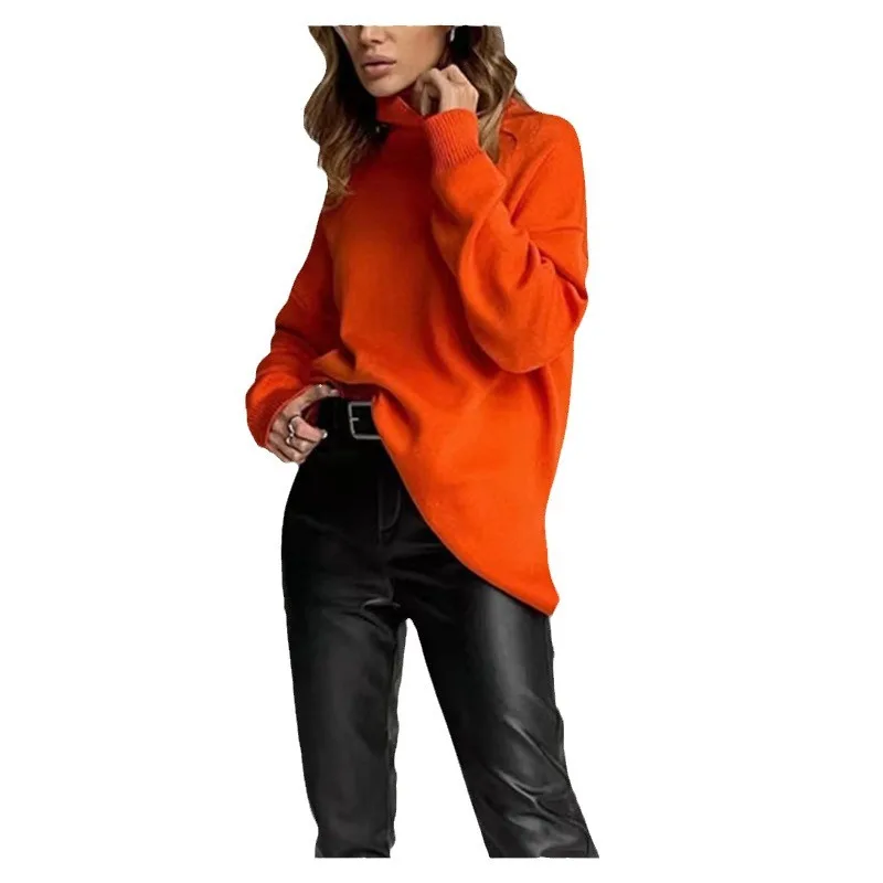 Suéter popular suéter suelto cuello alto europeo y americano para mujeres en otoño invierno