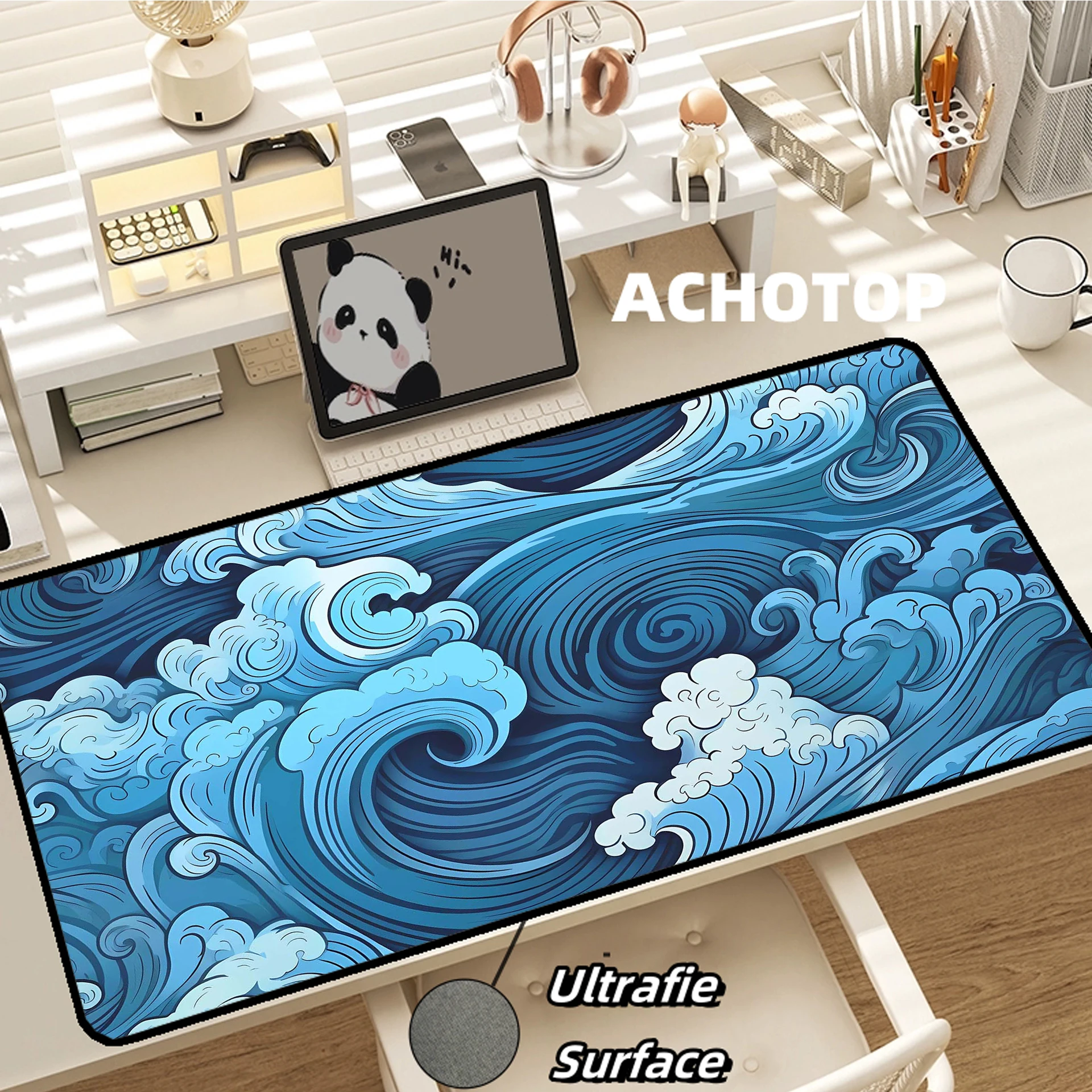 Ultrafine Surface Great Wave Gamer Mousepad Large Gaming Mouse Pad Computer Keyboard Pads Locking Edge Mouse Mat 90x40cmDesk Mat