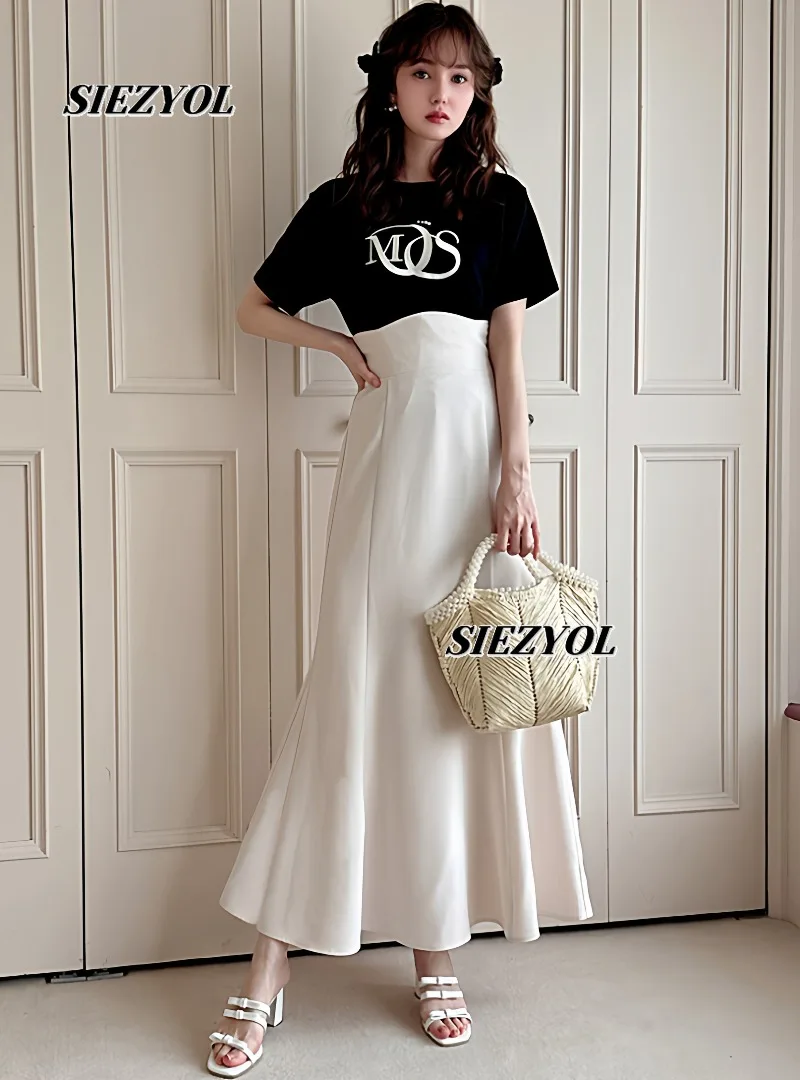 New Arrival Japanese-style Sweet Girl's Fishtail Maxi Skirt Solid Color Elastic High Waist Side Zipper with Lining Long Skirts