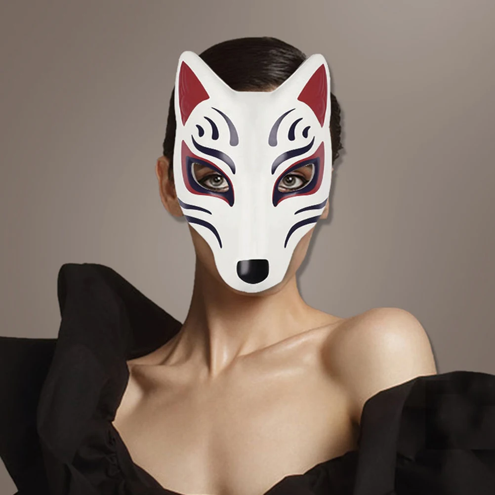 1pc 여우 얼굴 마스크 Kitsune Masquerade 소품 화이트 레드 블랙 동물 코스프레 마스크 파티 사진 장식 미용 장난감
