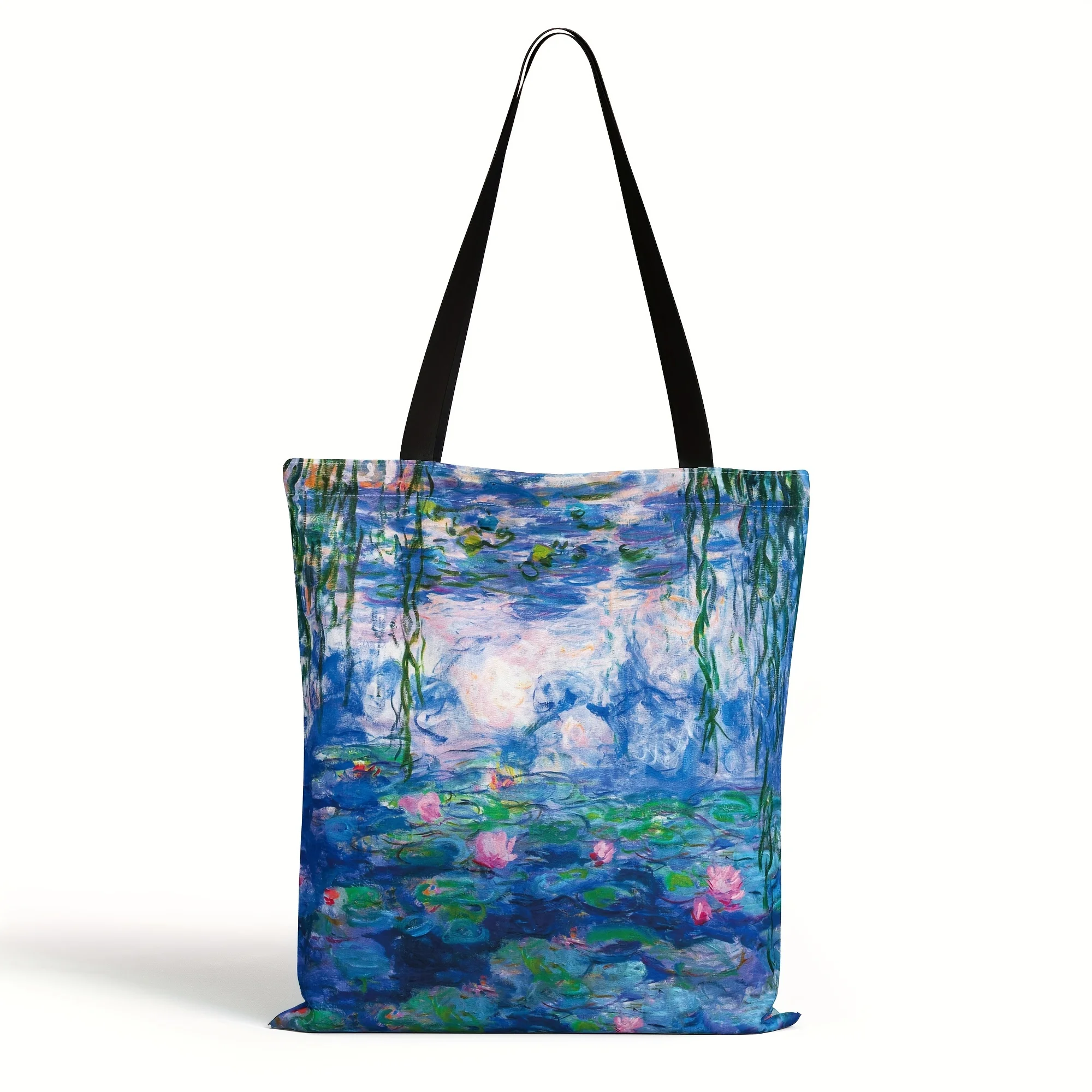 Wasser lilien Monet Muster Einkaufstasche, lässige große Kapazität Lebensmittel einkauf Umhängetasche, perfekte Handtasche Pendelt asche