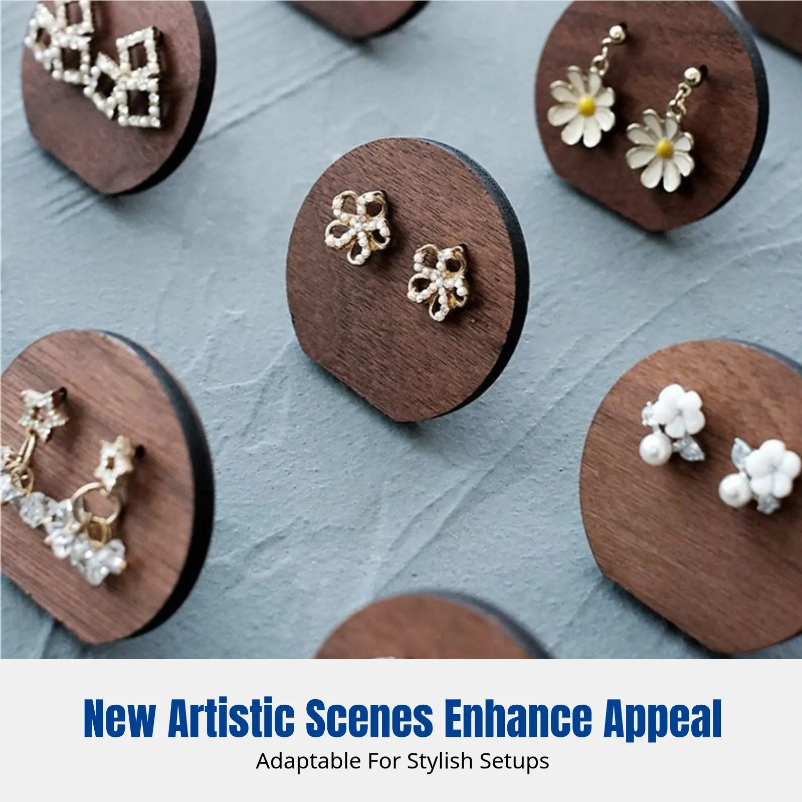 

Mini Round Earring Card Holder, Vintage Jewelry Display Stand, Artistic Double Tier Organizer, Market Stall Display, Photo Prop