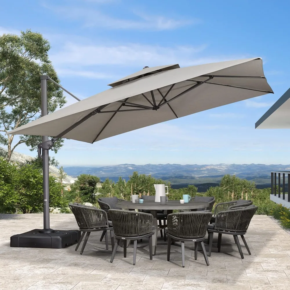 12 FT Cantilever Umbrella Outdoor Patio Umbrella, Large Offset Square Umbrella, Windproof Heavy Duty Hanging Outside Umbrella