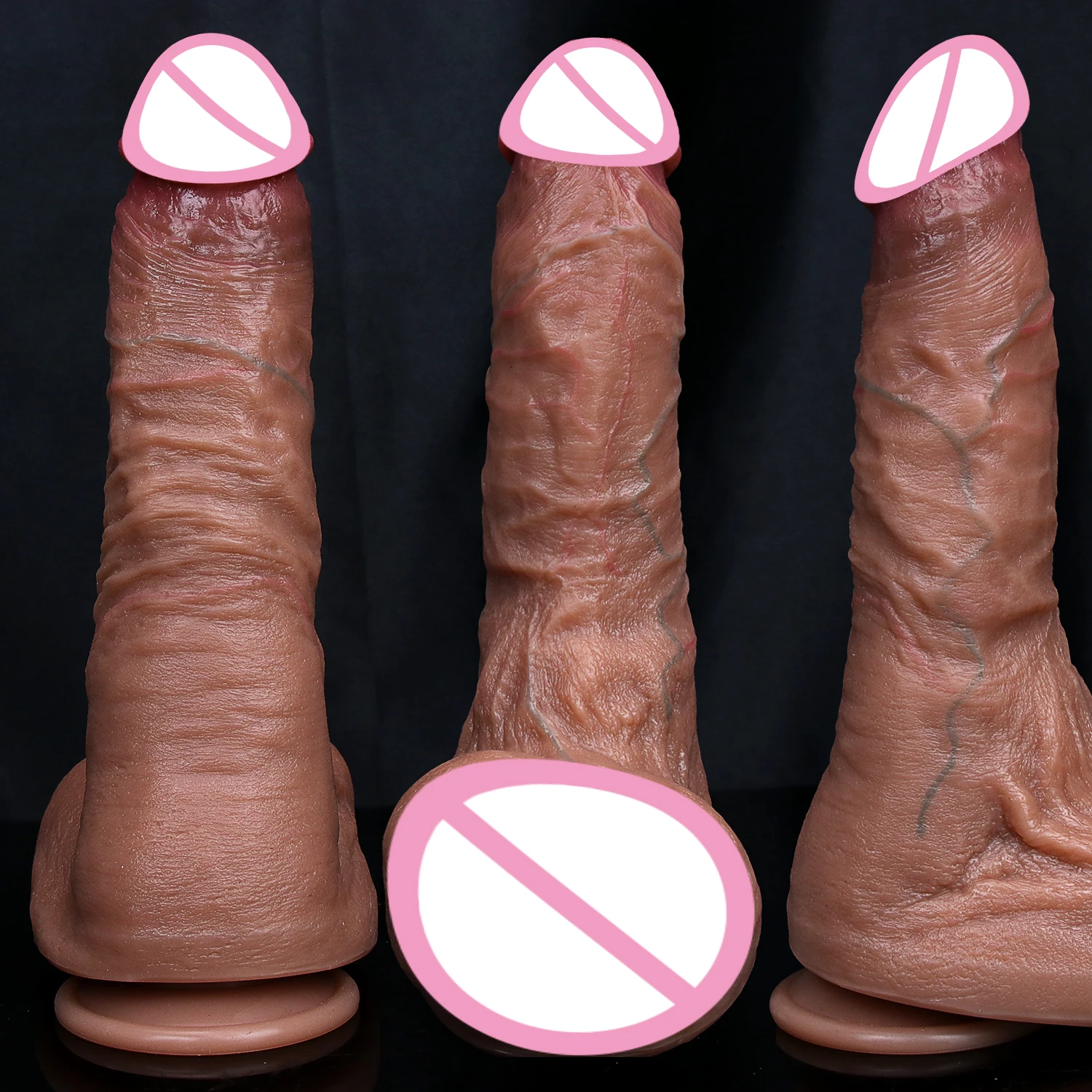 Realistic Vein Soft Huge Dildo Double Layer Silicone Penis Masturbators Double Cock Women Anal Sex Toy Powerful Suction Cup Dick