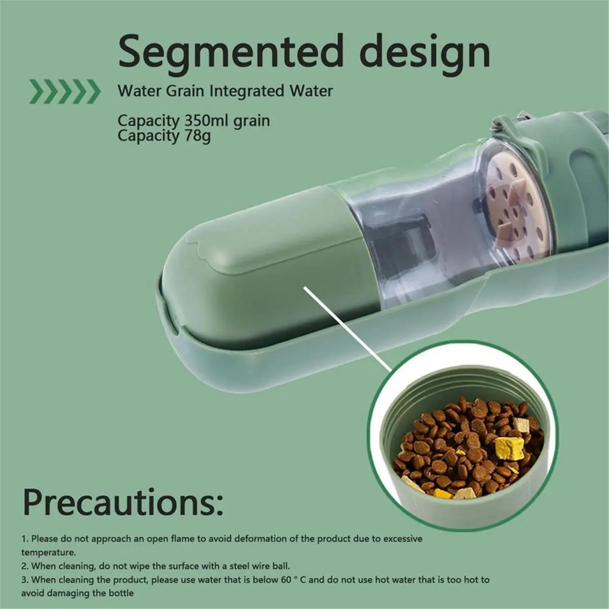 

(ABAB) Бутылка для воды и корма для собак 2-в-1, портативная поилка-диспенсер для путешествий, аксессуар для кормления домашних животных