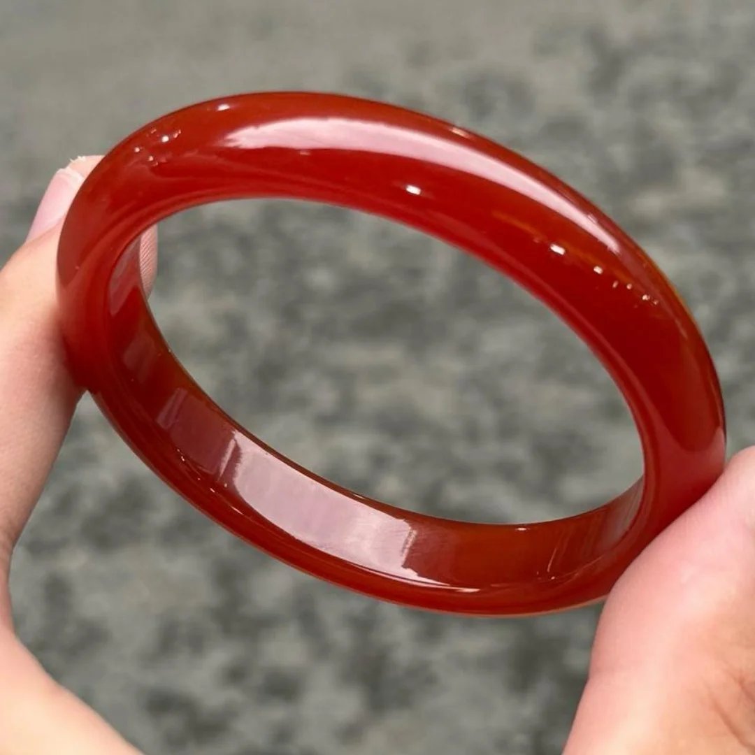 New Natural Jade Red Onyx Ice-Transparent Bracelet Exquisite Bangles Hand Carved Make Handring Fine Jewelry