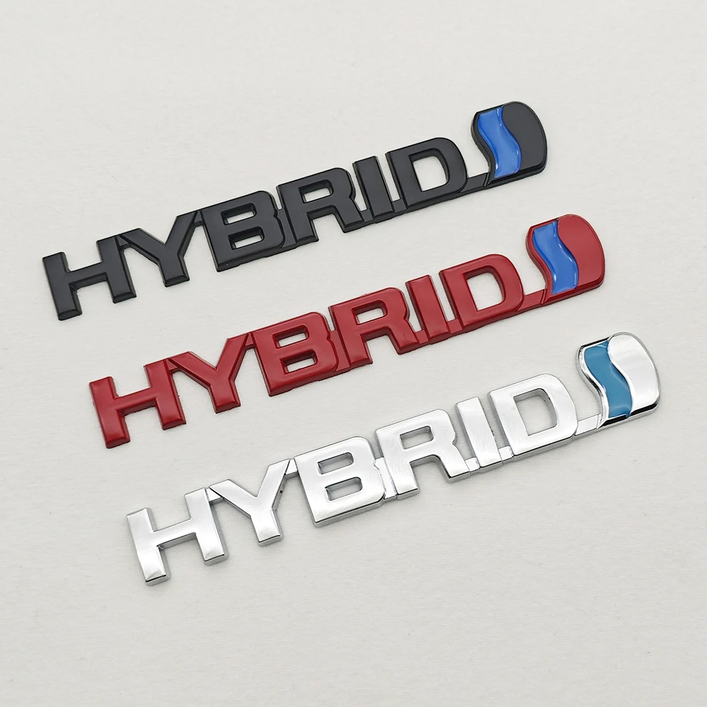 تصفيف السيارة ثلاثية الأبعاد المعادن الهجين شعار جذع شارة الحاجز ملصق الجسم ملصق مائي اكسسوارات لتويوتا بريوس كامري كراون أوريس Rav4 CRV #1