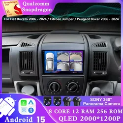 Android 15 Car Radio For Fiat Ducato 2006 - 2024 Citroen Jumper Peugeot Boxer 2006 - 2024 Stereo 4G LTE DVD DSP 5G WIFI BT GPS