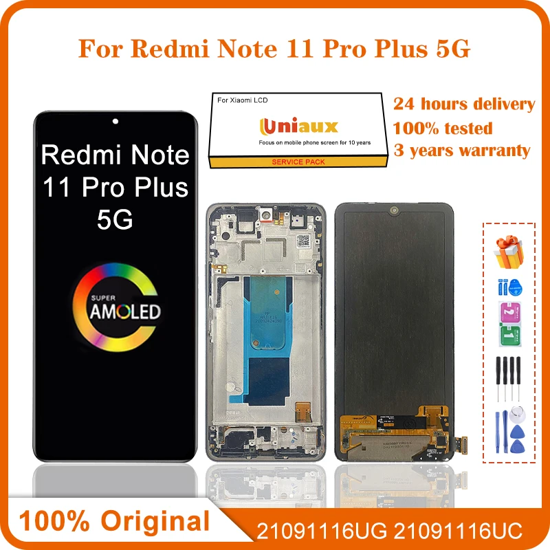 LCD Display Touch Screen Digitizer Assembly for Xiaomi Redmi Note 11 Pro Plus 5G, 6.67 