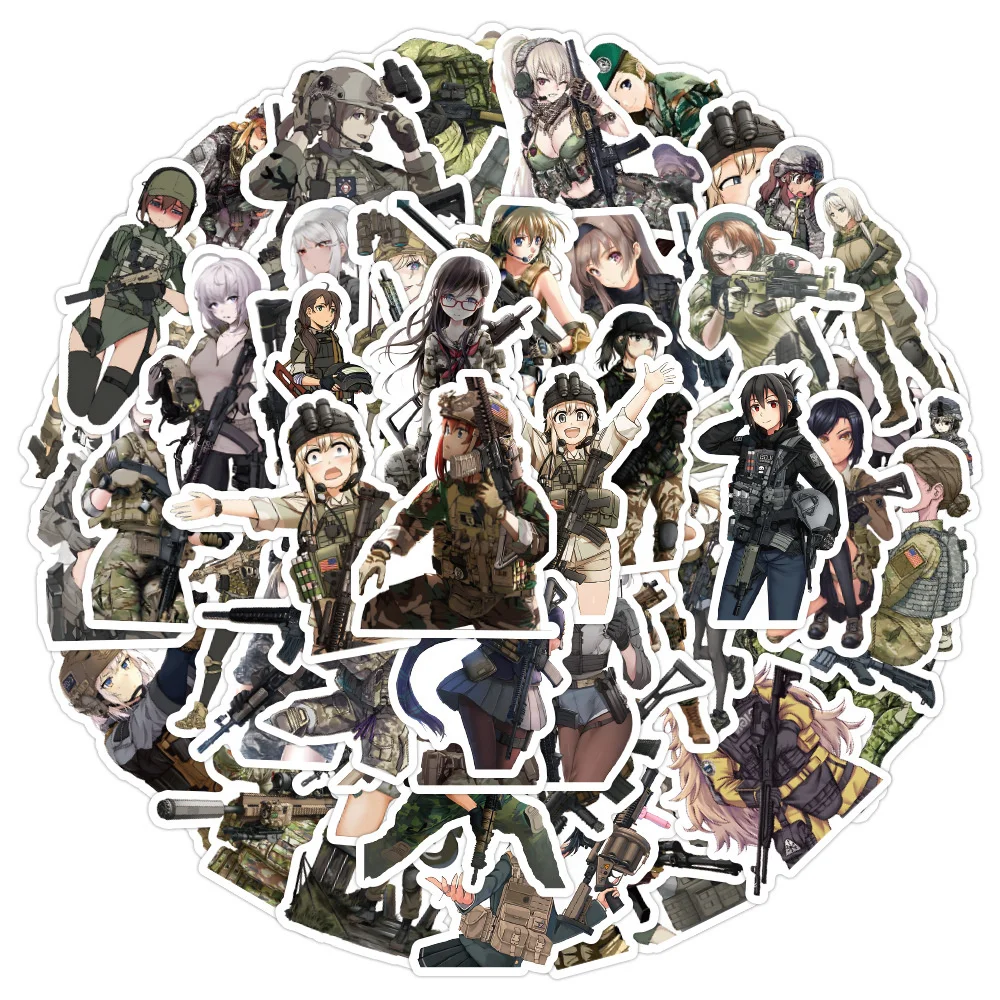 10/30/50PCS Cartoon Anime Camouflage Military Uniform iPad Graffiti Sticker Bike Skateboard Car Helmet Laptop Computer Wholesale