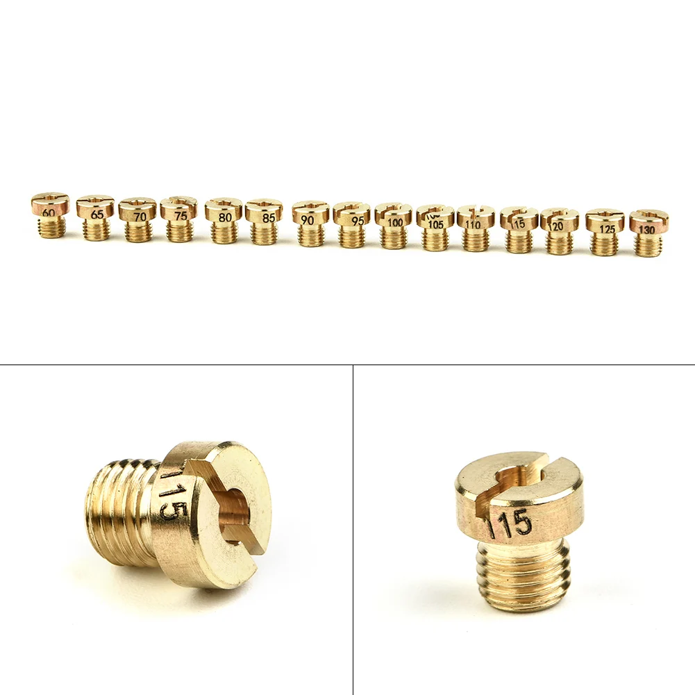 15pcs Main Jet 60-130 M6 For 12mm-17.5mm Dellorto Carburetors Main Jet Mikuni For Dellorto PHNL/ PHVA/ PHBH/ PHBN/ PHVB/ PHBG