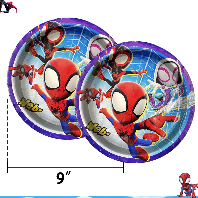 Máscara de Spidey para decoración de cumpleaños, pegatinas de favores de fiesta, vajilla Spidey y sus amigos, suministros para Baby Shower, regalos,