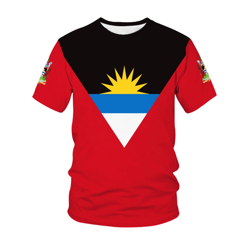 

Antigua Barbuda Country Flag Pattern Same Style T-shirt For Men Hot Selling New Summer Women Short-sleeved Tops Children 3D