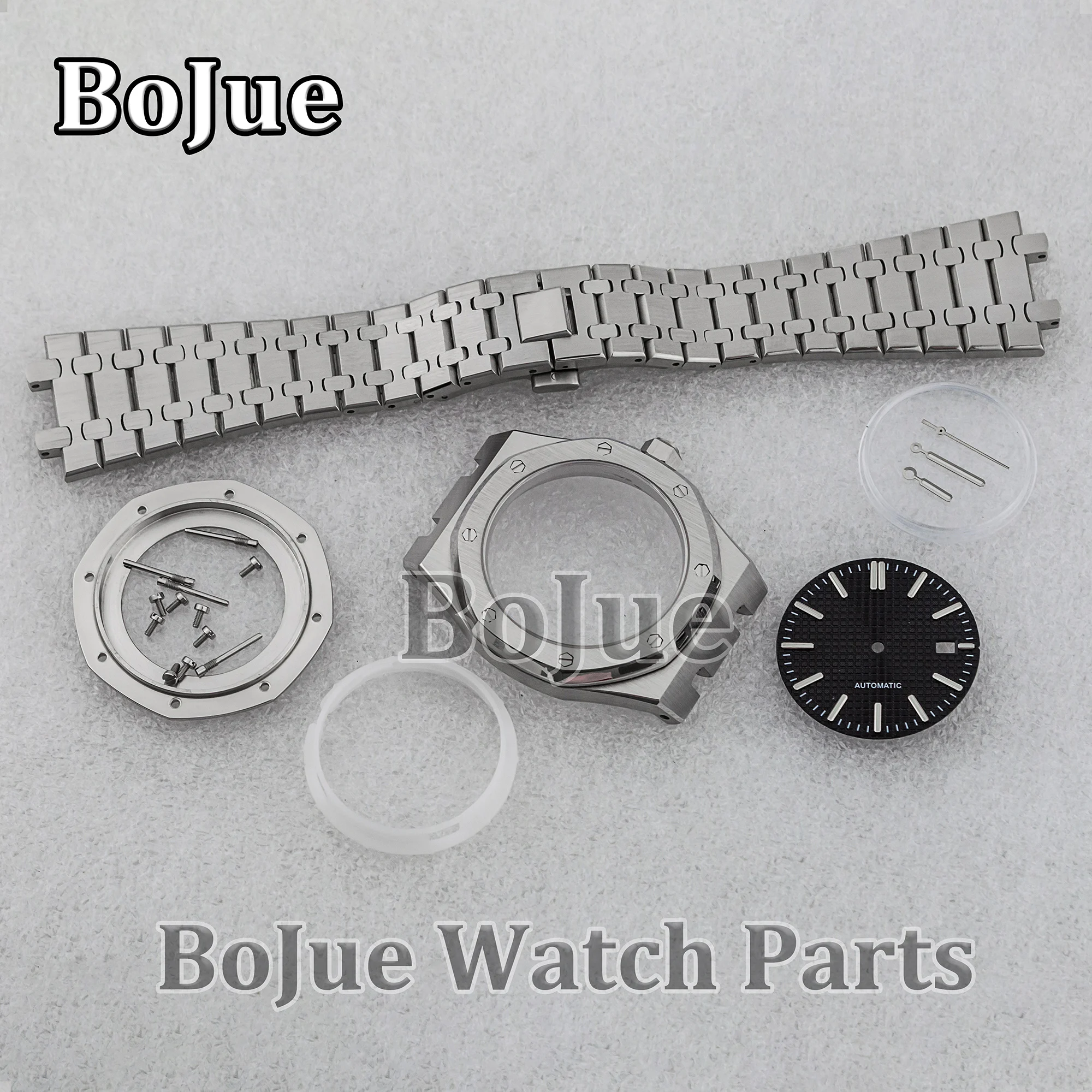 41mm NH35 Case Watch Hands Dial Strap Bracelet Watch Parts Modified for MOD Royal Oak NH35A NH36 Movement Sapphire Glass Case
