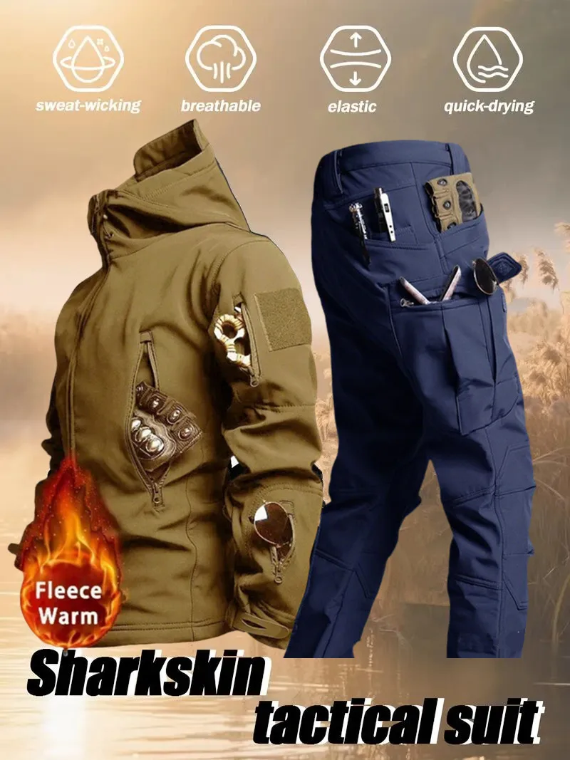 

Мужской зимний спортивный костюм 5XL-6XL: флисовая тактическая парка, куртка-софтшелл, брюки карго для походов, кемпинга, альпинизма, повседневные куртки