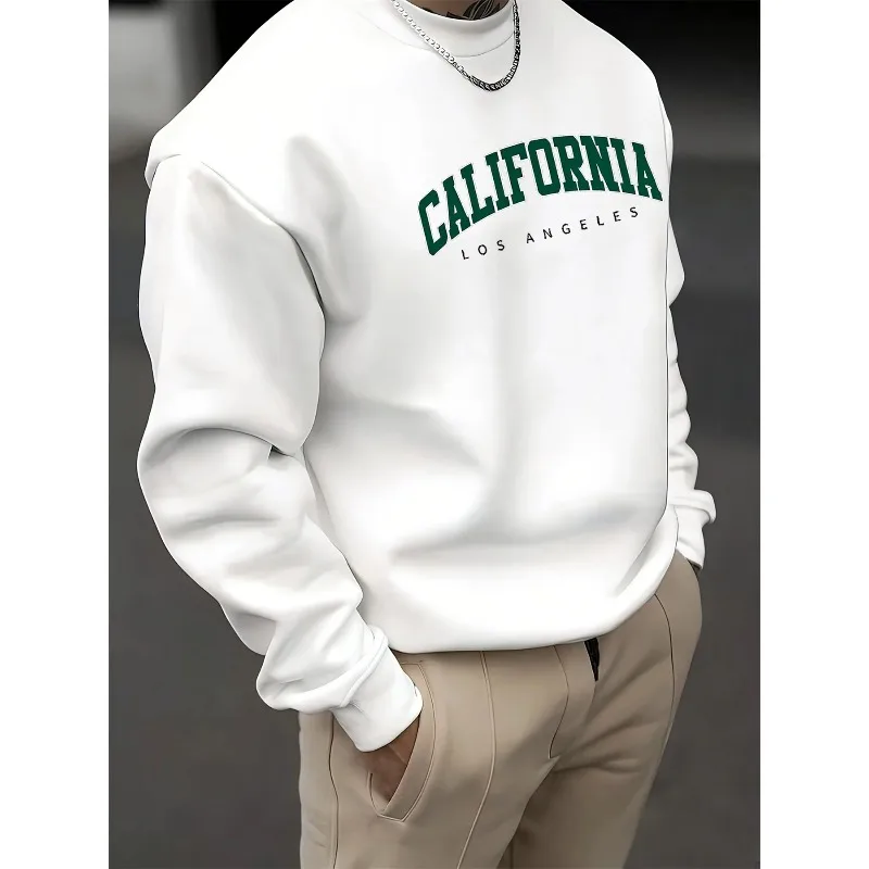 سترة بقلنسوة برقبة دائرية بحروف كاليفورنيا للجنسين من العلامة التجارية العصرية لعام 2025 لفصل الربيع والخريف، بلوزة فضفاضة وغير رسمية متعددة الاستخدامات