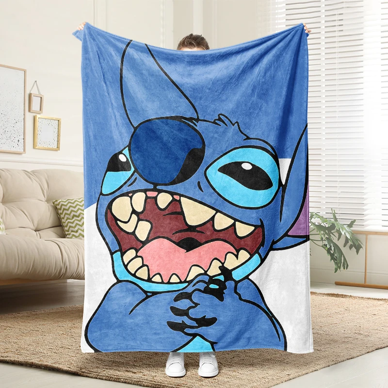 

Disney Stitch Excited Pattern Soft Plush Blanket Warm Throw Sofa Bed Cartoon Blanket Kids Gift Home Decor