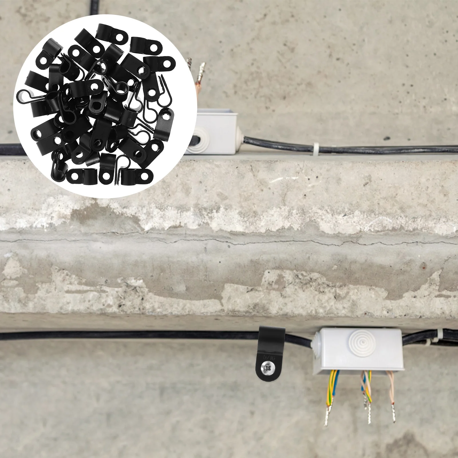 100pcs Nylon R Type Cable Clamps Wire Clips for Cable Management Diameter 21 25 mm White Rope Light Mounting Brackets Home Deck