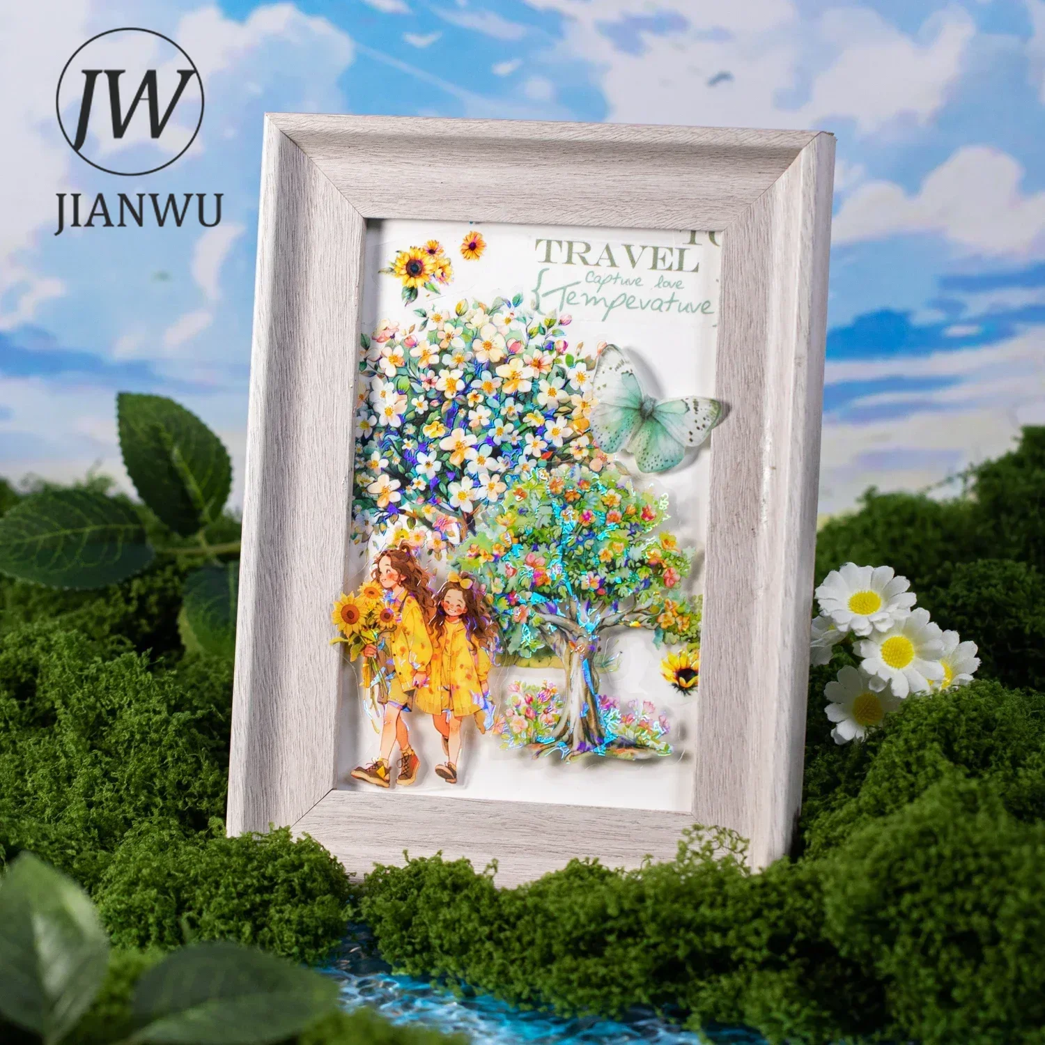 JIANWU Flower Tree Series Vintage Landscaping Material Collage PET Sticker Creative DIY Journal Scrapbooking Stationery