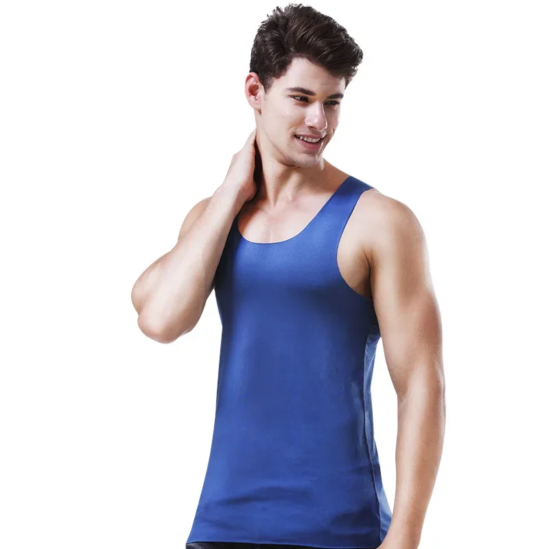 Arctic velvet ice silk seamless vest men's tight elastic sports thin quick-drying sleeveless wide shoulder bottoming undershirt