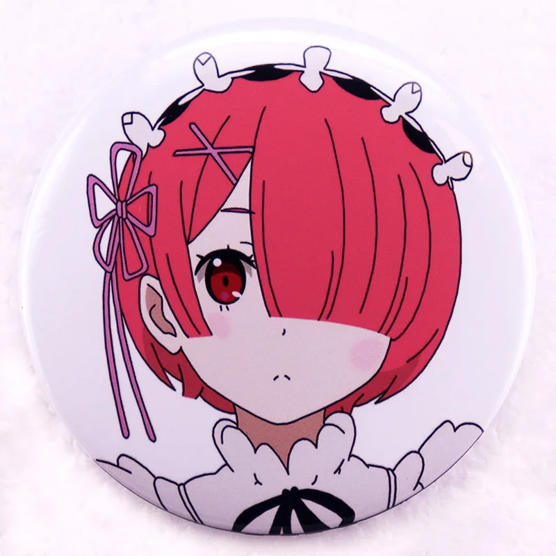 Japanese Dark Fantasy Light Novel Anime Re Life in A Different World From Zero Ram Button Badge Pinback Brooch Pins Otaku Gift