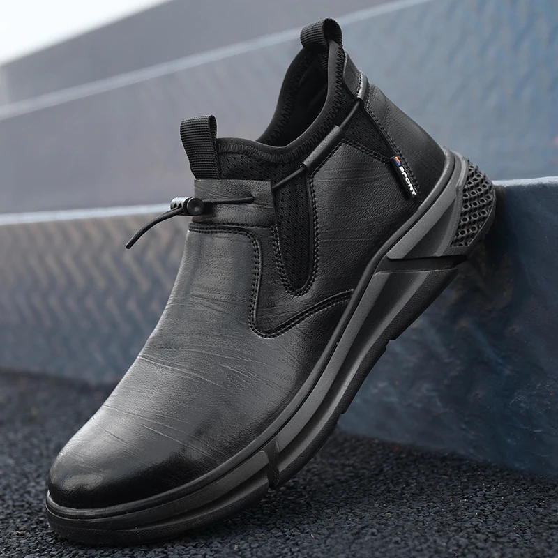 مقاوم للماء أحذية العمل الرياضية حذاء رجالي الصلب تو أحذية السلامة الرجال العمل حذاء رياضة استدارة زر سهلة ارتداء أحذية سلامة العمل #5