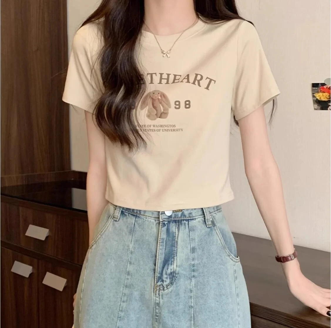 New Summer Korean Pure Cotton Letter Print Pink  Women T-shirt Couple Fashion Short Sleeved Round Neck Oversize T-shirt Tops