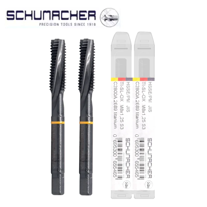 

German Original SCHUMACHER JIS Standard Spiral Fluted Tap Pointed M3 M4 M5 M6 M8 M10 M12 Machine Thread Taps For Titanium Alloy