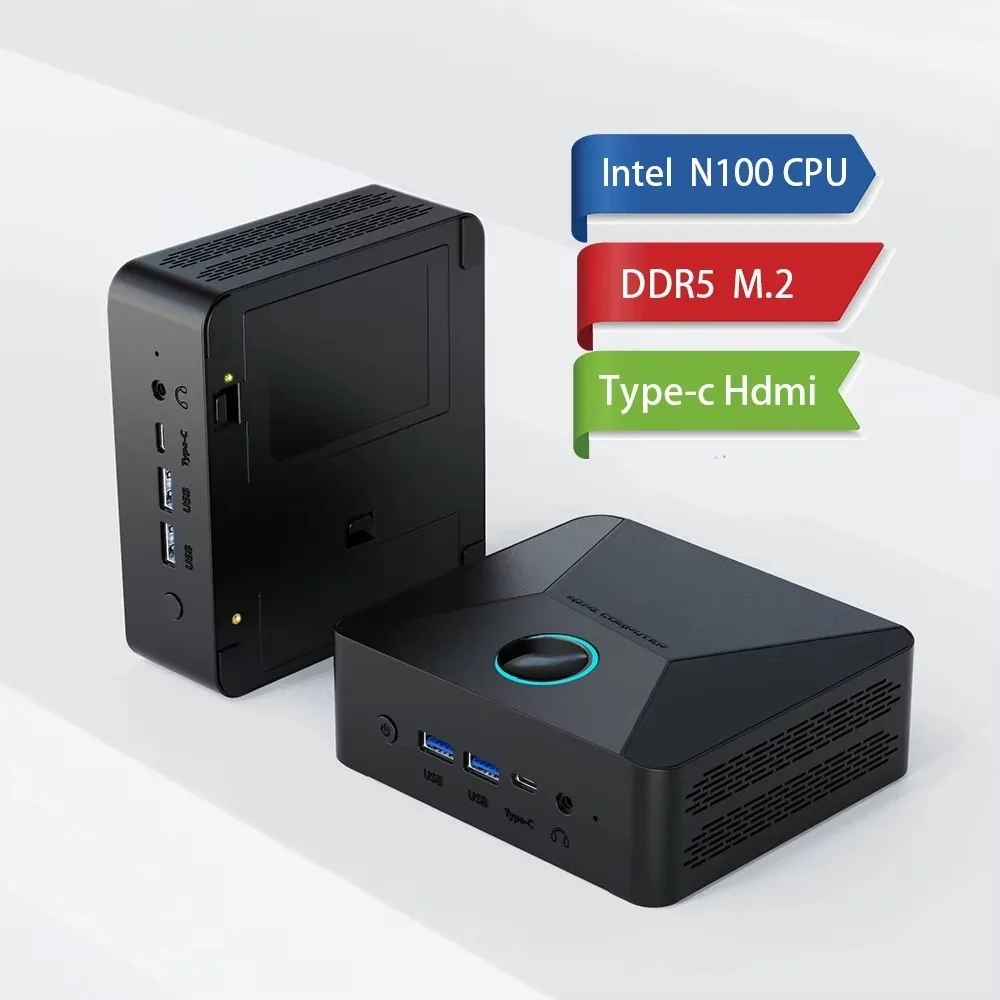 2025splendid Mini Pc Gaming Portable Computer Cpu N100 8 Cores 8 Threads Ram 16+512gb Hard Disk Vertical Microcomputer Metal Bod