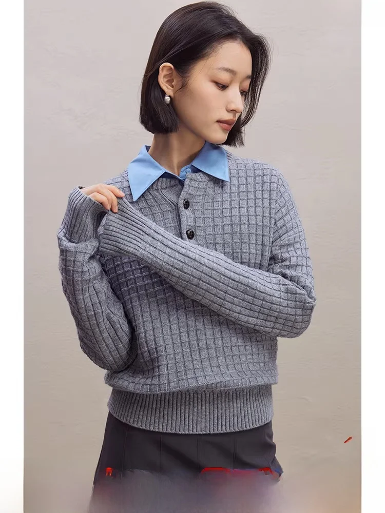 

Простой круглый вязаный свитер-пуловер для женщин, с длинными рукавами, стандартный крой, однотонный, для повседневной носки, осень-зима, новинка