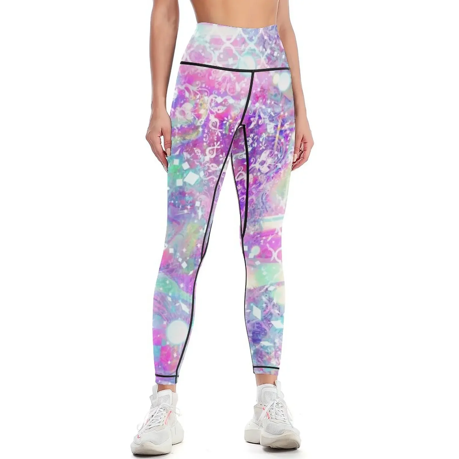 

Pink Sparkly Holographic Leggings Leginsy push up Tight fitting woman sport legging Womens Leggings