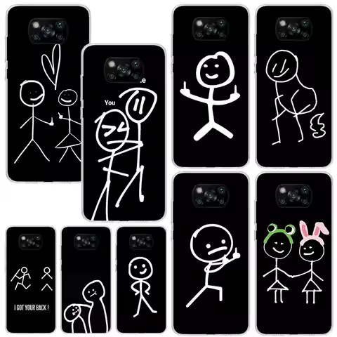Cartoon Stickman Matchman Phone Case For Xiaomi Poco X7 X6 X5 X4 X3 Nfc F7 Ultra F6 F5 Pro F4 Gt F3 M6 M5S M4 M3 Art Fundas Back