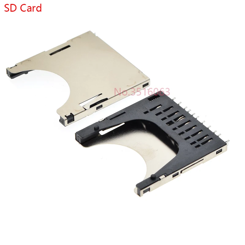 10PCS/Lot SD Card Connector 2 in 1 Card Slot Self Push/Pop-up 10P