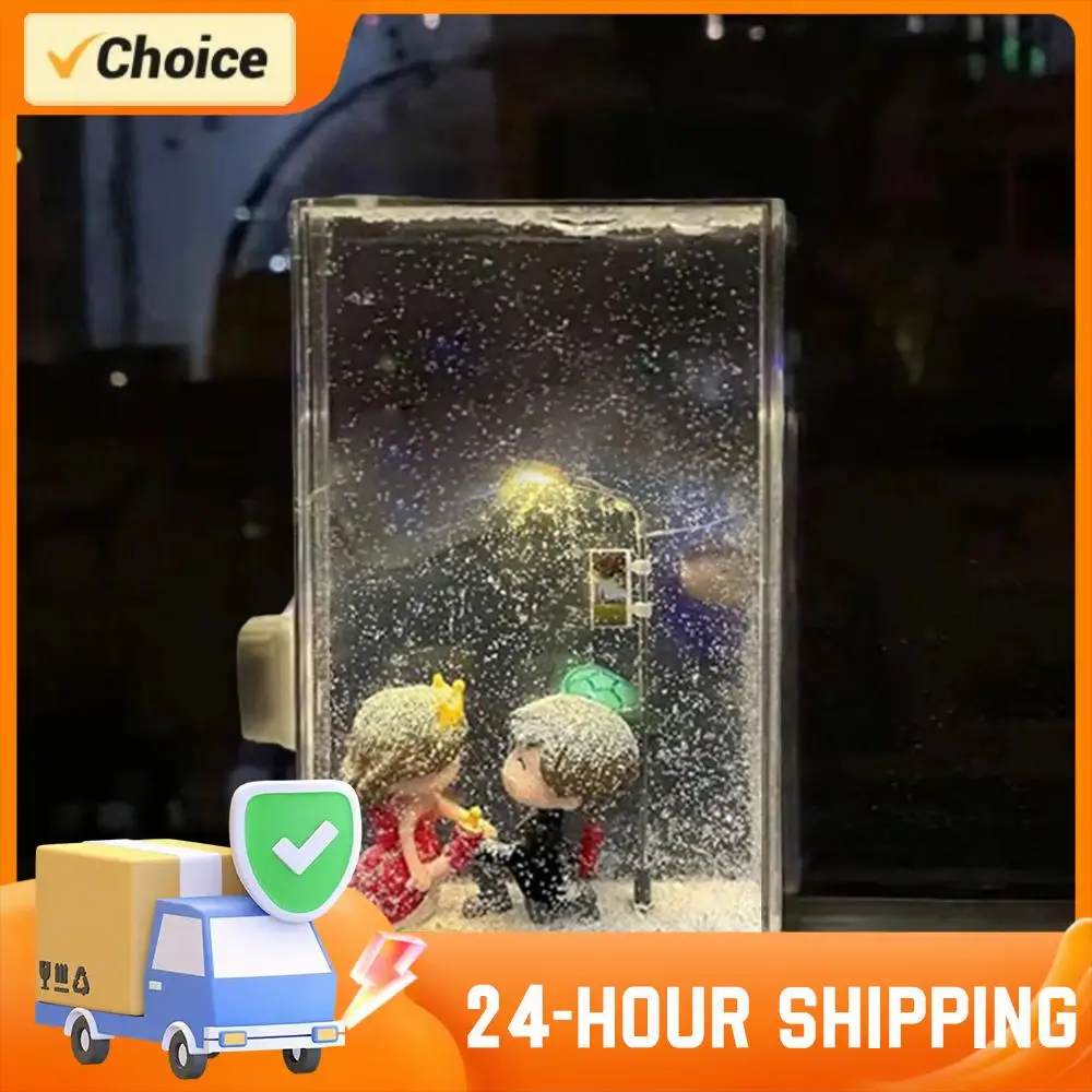 Scena di neve fai-da-te Luce notturna stradale Lampada nevicata Confezione di materiali per luce notturna con fiocco di neve fatto a mano Regalo creativo di Natale Capodanno