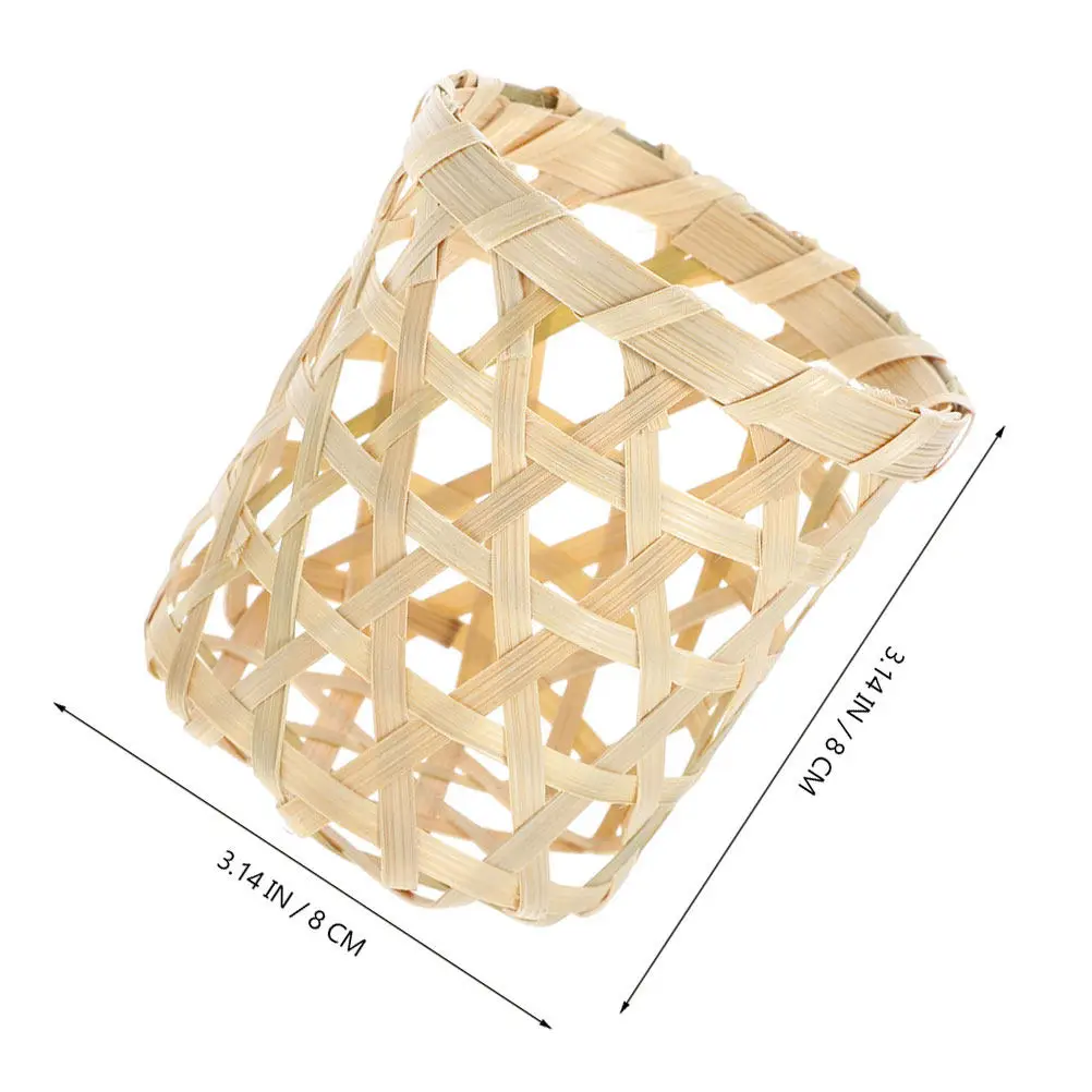 6Pcs Eco Friendly Bamboo Tealight Basket Holder Woven Candlestick Holder Decorative Table Decor Centerpiece Vintage Home view 6