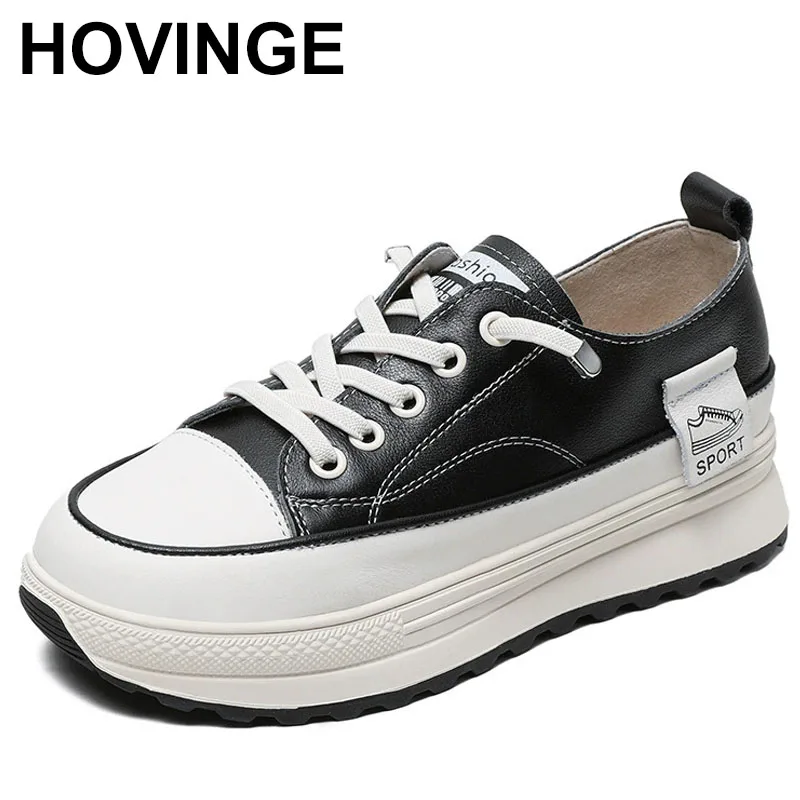 

4cm Genuine Leather Women Casual Shoes Platform Wedge Female Women Fashion Sneakers Chunky Spring Autumn Shoes