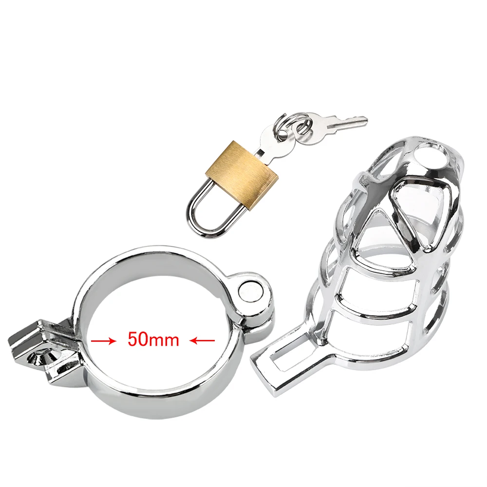 Metal Cock Cage Penis Cock Ring Sleeve Lock Lockable Sex Toys for Men Chastity Belt Adult Games Male Chastity Device 40/45/50mm