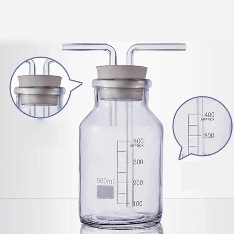 Glass gas washing bottle gas washing bottle universal bottle gas collecting bottle wide mouth large mouth bottle with scale