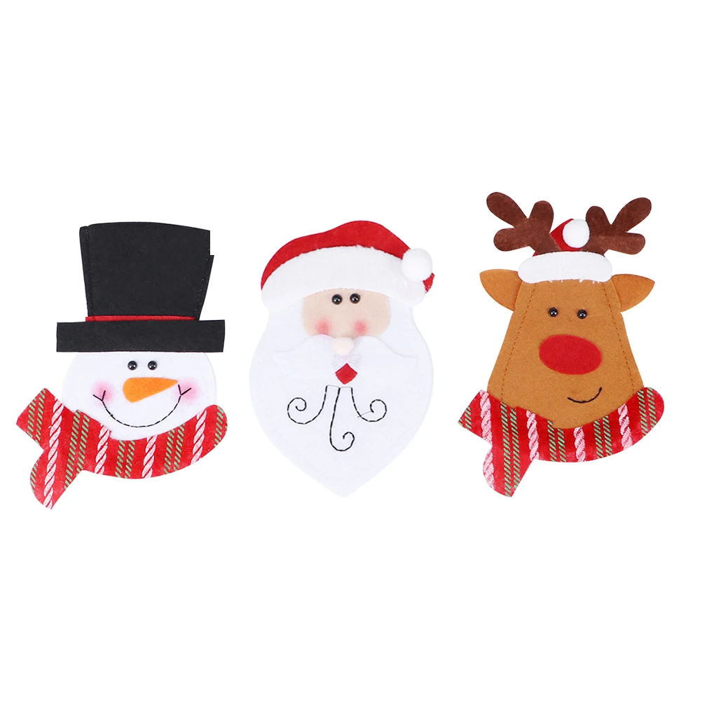 

3 Pcs Cutlery Bag Christmas Tableware Cover Reusable Eco Friendly Non Fading Party Wedding Home Dinner Decoration