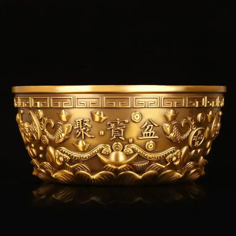 Chinese Style Wealth Attract Treasure Pot Decoration All Copper Five Blessings Treasure Ruyi Bowl Home Opening Relocation Decor