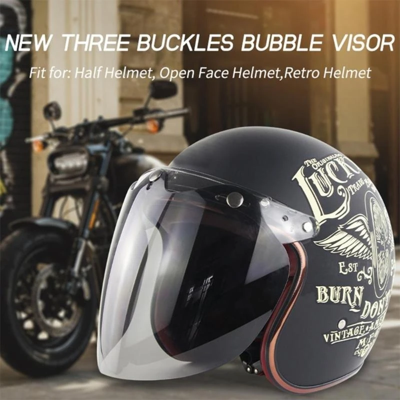 A2UC Universal Wear-resistant Anti-scratch Motorcycle Helmets Lens 3-snap Visor