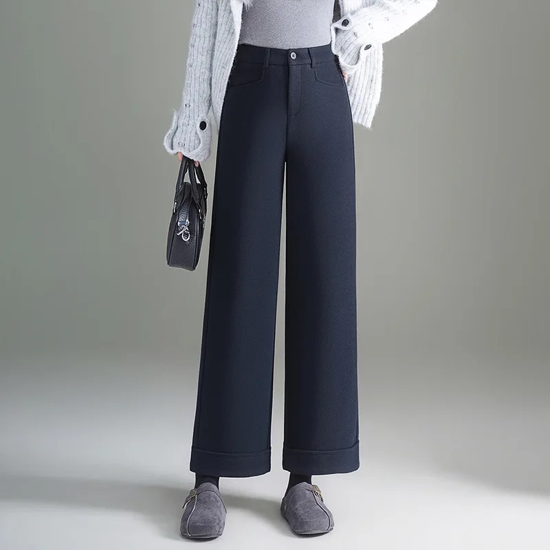 

Fall/Winter Loose Slimming High-Waisted Elegant Nine-Point Straight-Leg Pants Women's Casual Pants