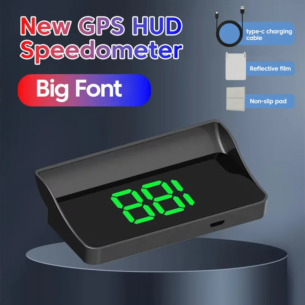 Auto-HUD-GPS-Geschwindigkeitsanzeige – Head-Up-Display mit großer LED-Schrift für LKW, SUV, Motorrad – universelles Zubehör