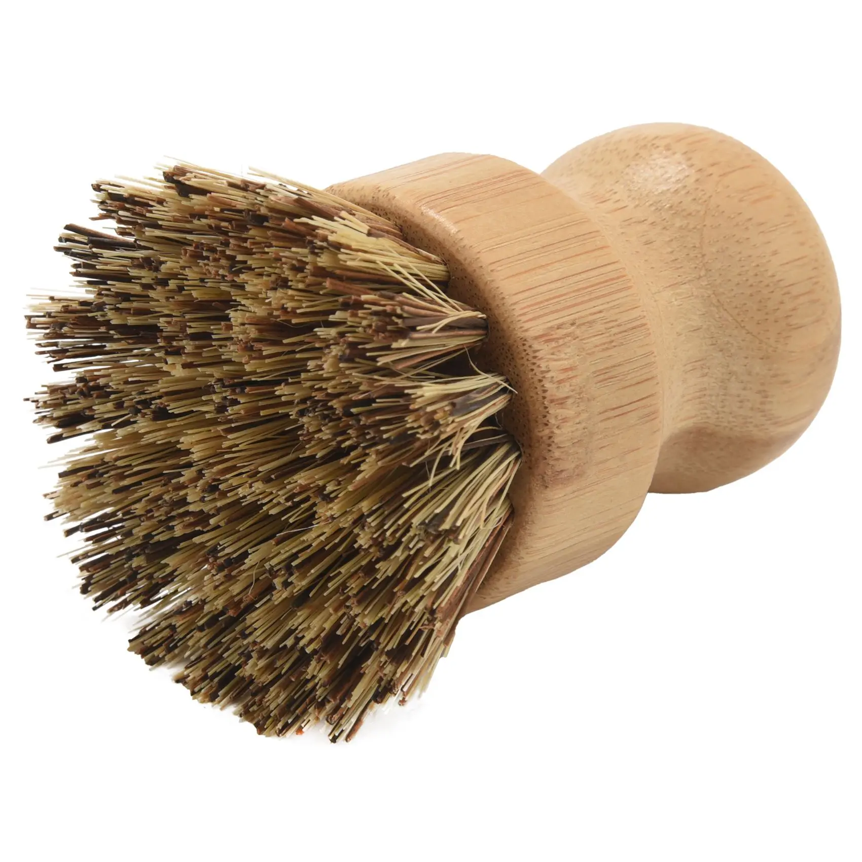 CMHI-Palm Pot Brush- Bamboo Round 3 Packs Mini Dish Brush Natural Scrub Brush Durable Scrubber Cleaning Kit do czyszczenia garnków, P