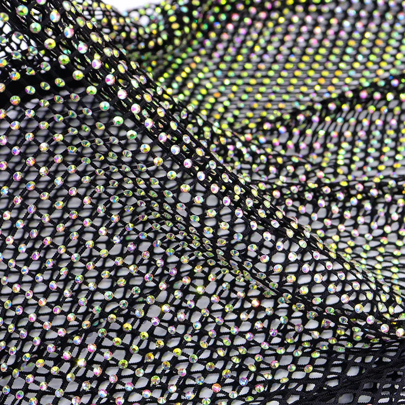 Multicolor Rhinestones Mesh Applique Trim Fabric With Rhinestones SS10 Crystal Sewing Trimming Strass Crystal Tape Net For DIY