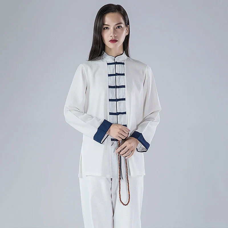 Women's Cotton Linen Tai Chi Uniform 2026 New Arrival - Martial Arts Practice & Performance Chinese Style Frog Button Set